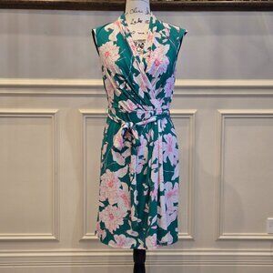 Eliza J Pink and Green Floral Print Dress